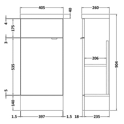 Fairford Union 400mm Slimline Grey Woodgrain Vanity Unit