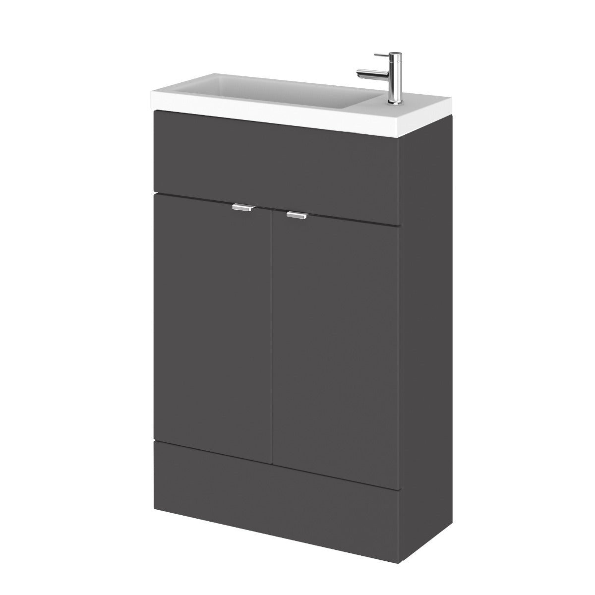 Fairford Union 600mm Slimline Gloss Grey Vanity Unit