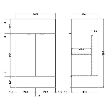 Fairford Union 500mm Full Depth White Vanity Unit