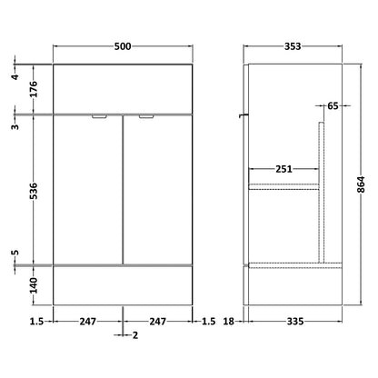Fairford Union 500mm Full Depth Black Vanity Unit