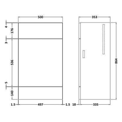 Fairford Union 500mm Full Depth Black WC Unit