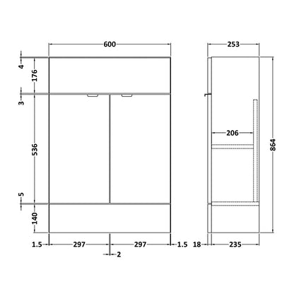 Fairford Union 600mm Slimline White Vanity Unit