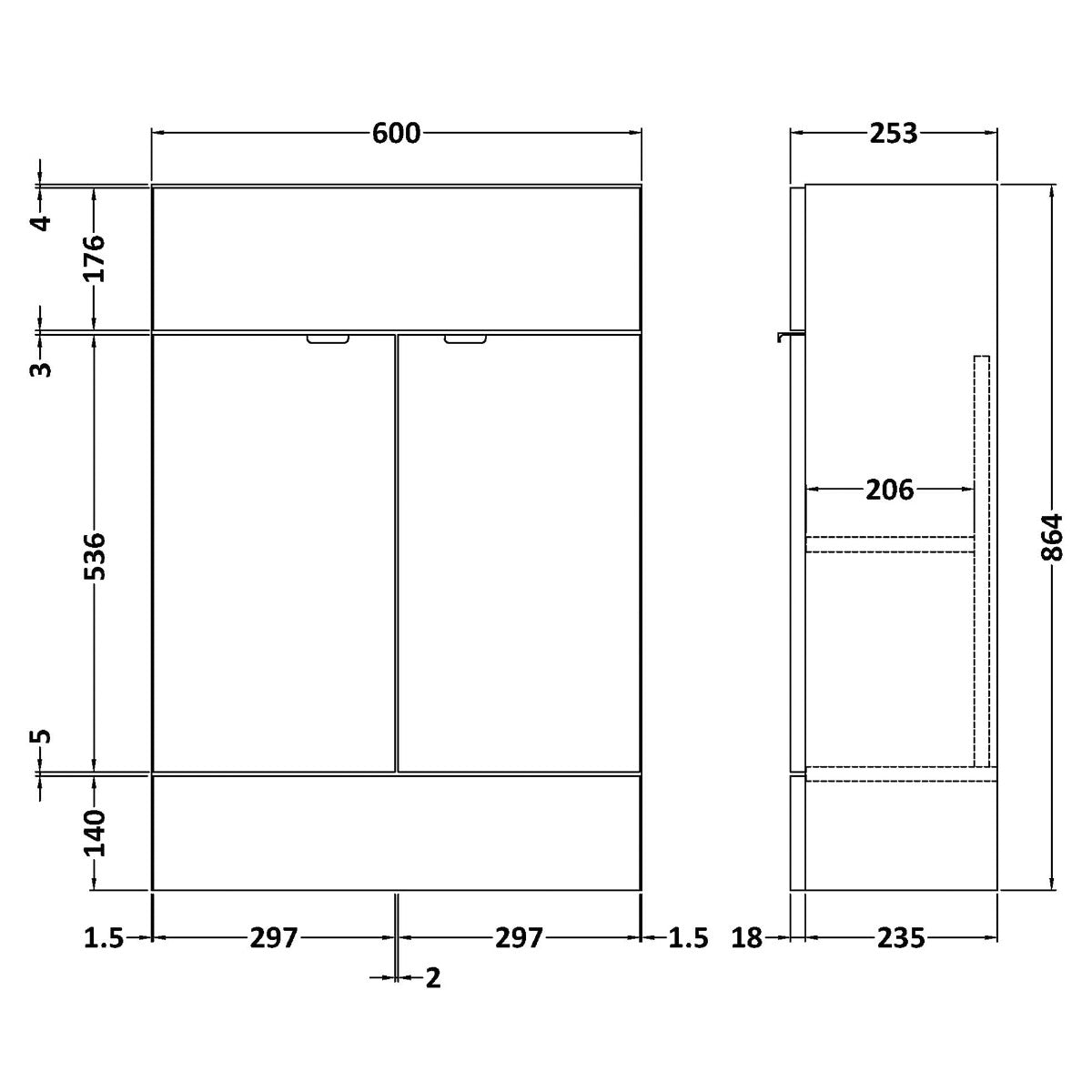 Fairford Union 600mm Slimline Drift Wood Vanity Unit
