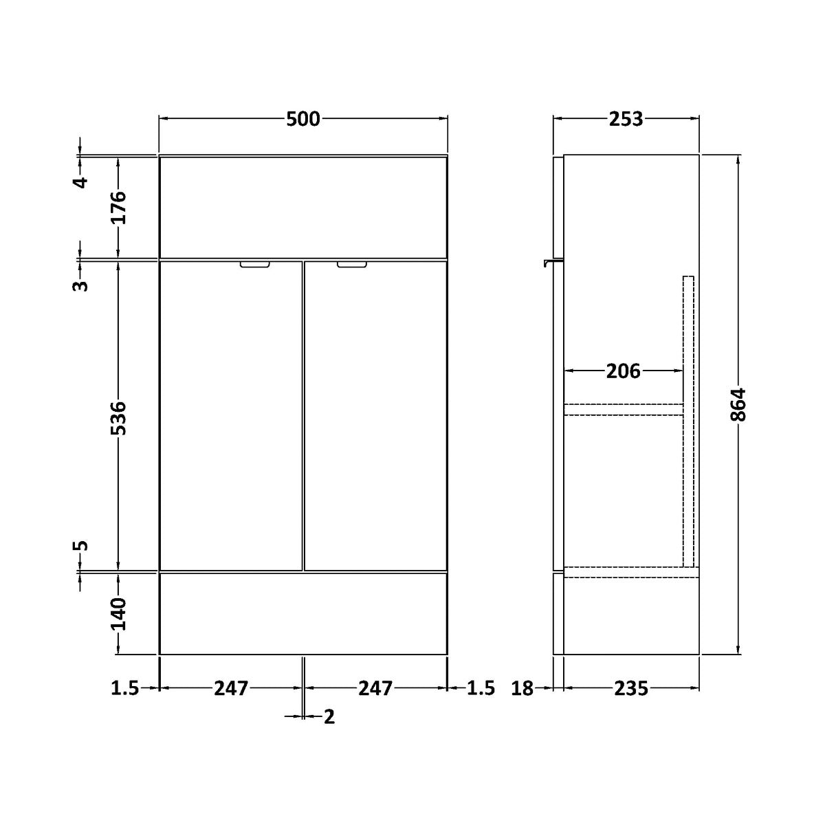 Fairford Union 500mm Slimline White Vanity Unit