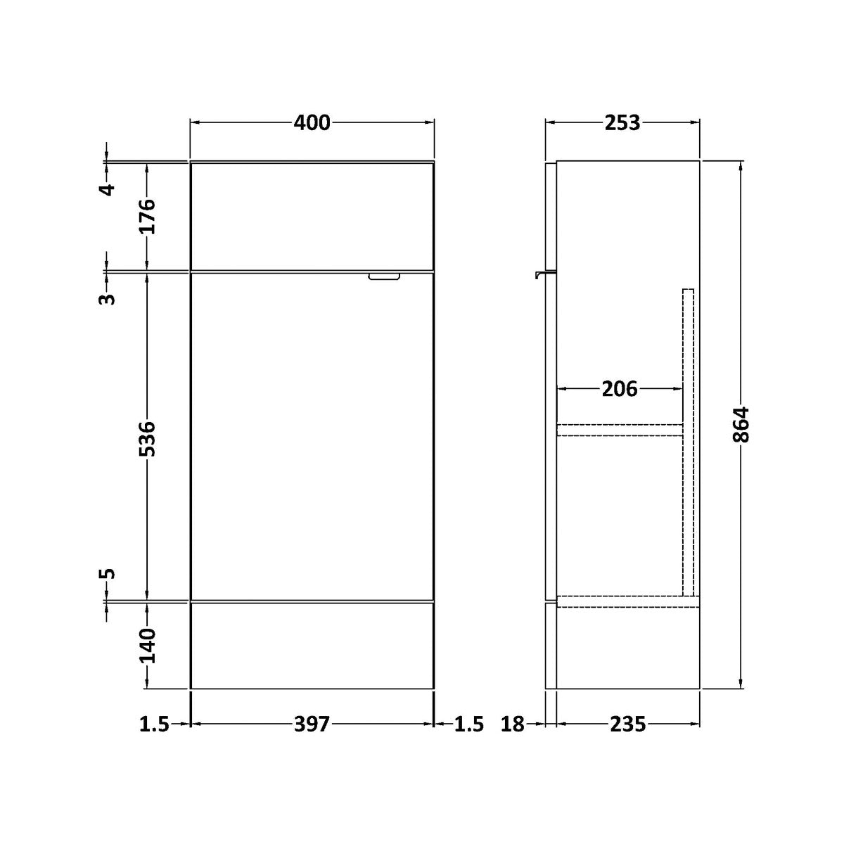 Fairford Union 400mm Slimline White Vanity Unit