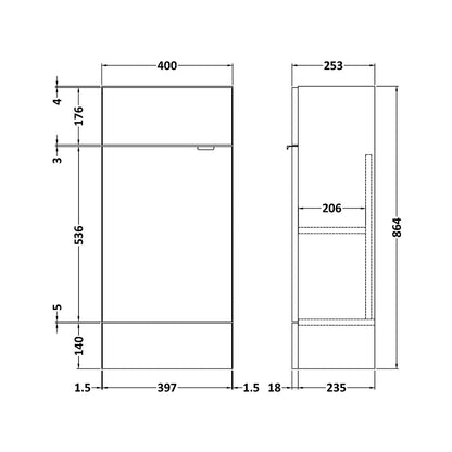 Fairford Union 400mm Slimline Grey Vanity Unit