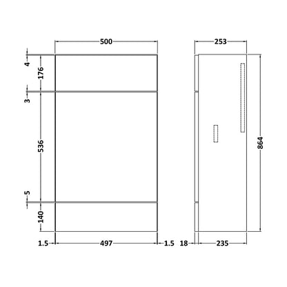Fairford Union 500mm Slimline White WC Unit