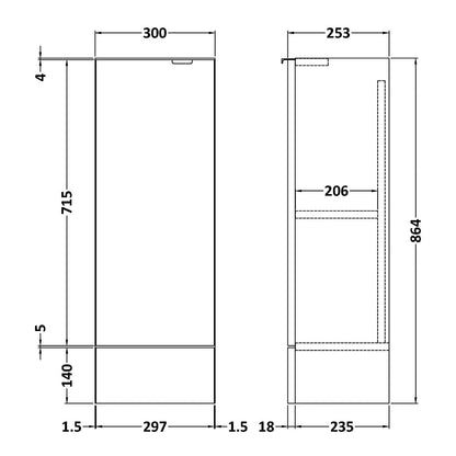 Fairford Union 300mm Slimline White Base Unit