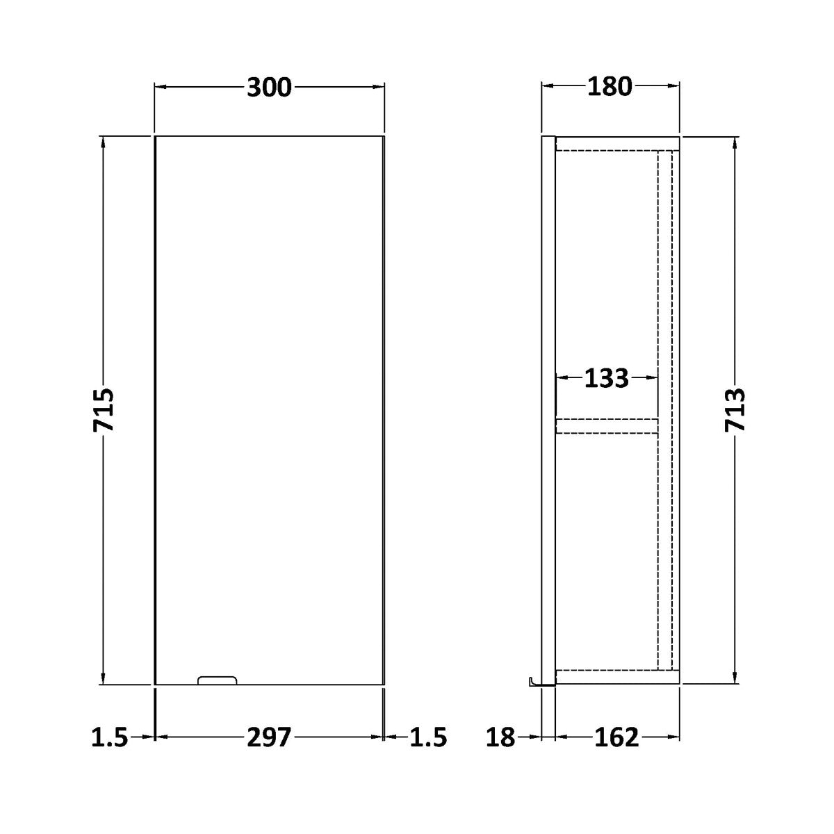Fairford Union 300mm Slimline Black Wall Unit