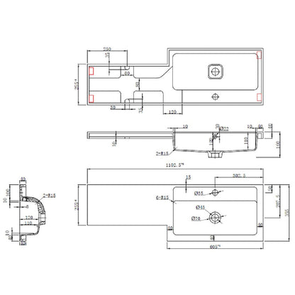 Fairford Union 1000mm RH L Shape Basin and Worktop