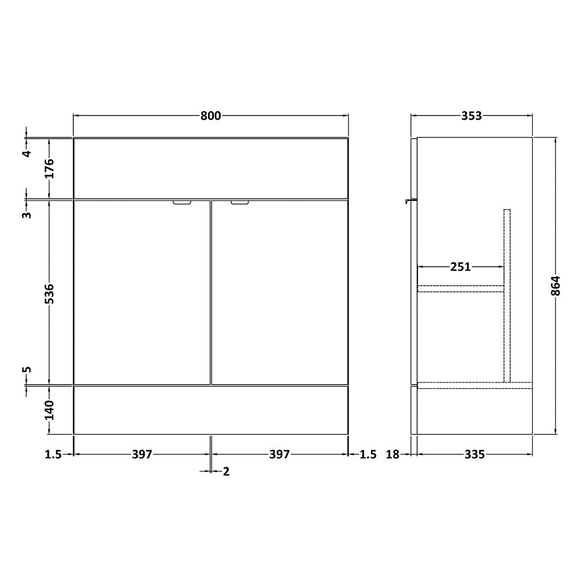 Fairford Union 800mm Full Depth Grey Vanity Unit