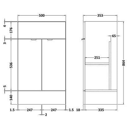 Fairford Union 500mm Full Depth Grey Gloss Vanity Unit