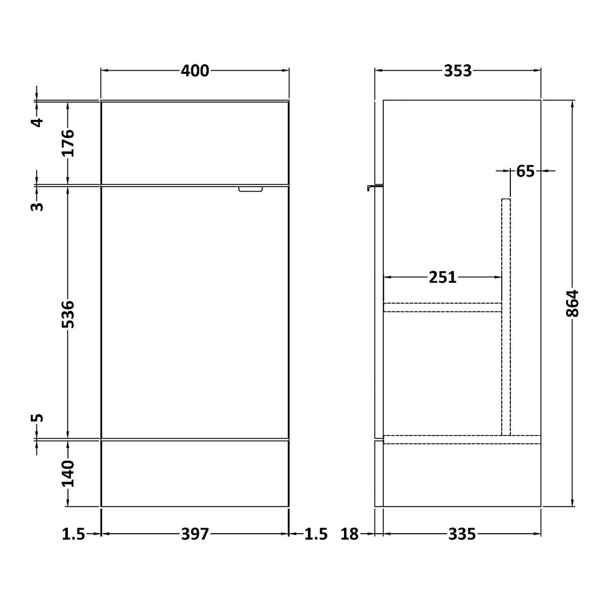 Fairford Union 400mm Full Depth Grey Gloss Vanity Unit