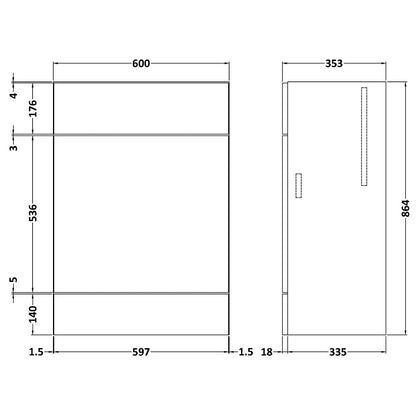 Fairford Union 600mm Full Depth Grey Gloss WC Unit