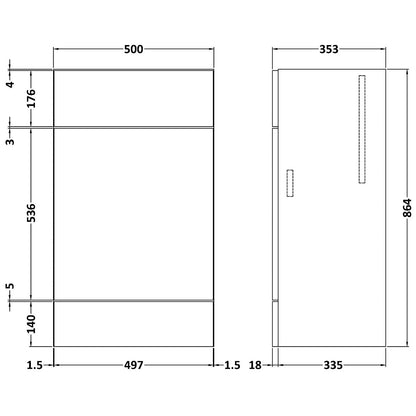 Fairford Union 500mm Full Depth Grey Gloss WC Unit