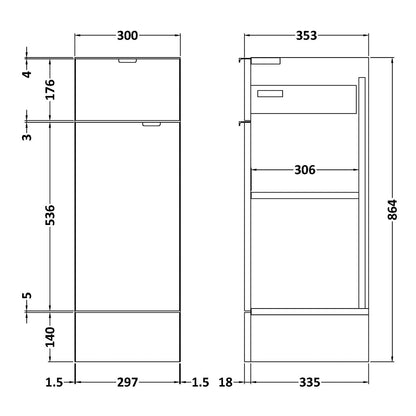 Fairford Union 300mm Full Depth White Base Unit with Top Drawer