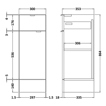 Fairford Union 300mm Full Depth Grey Base Unit with Top Drawer