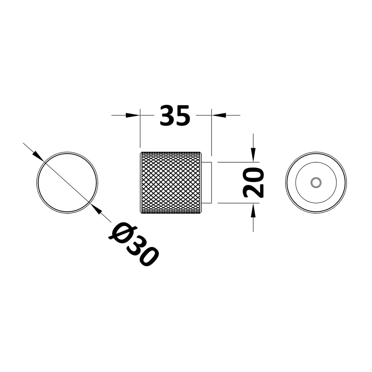 Knurled Knob Handle, Chrome