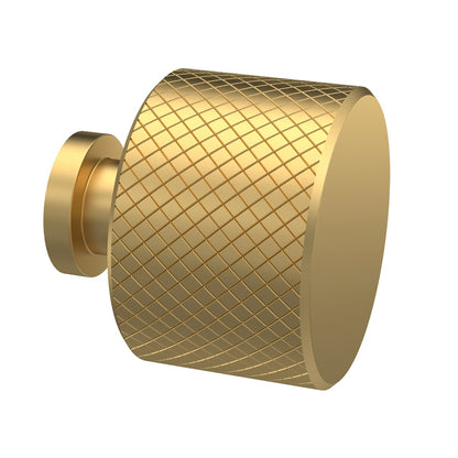 Knurled Knob Handle, Brushed Brass