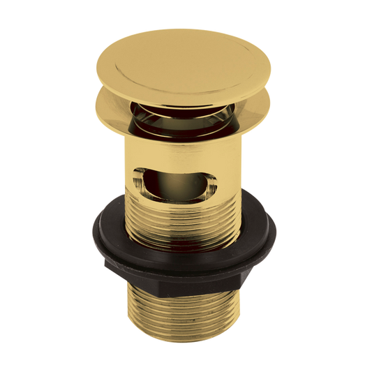 Fairford Brushed Brass Push Button Basin Waste, Round