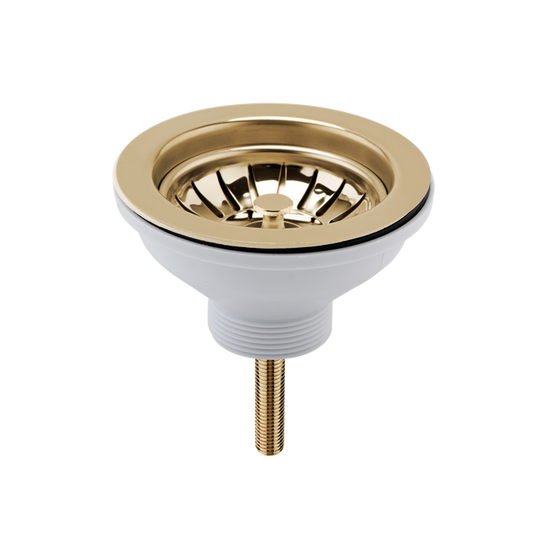 Fairford Brushed Brass Sink Strainer Waste, Pull Out Basket