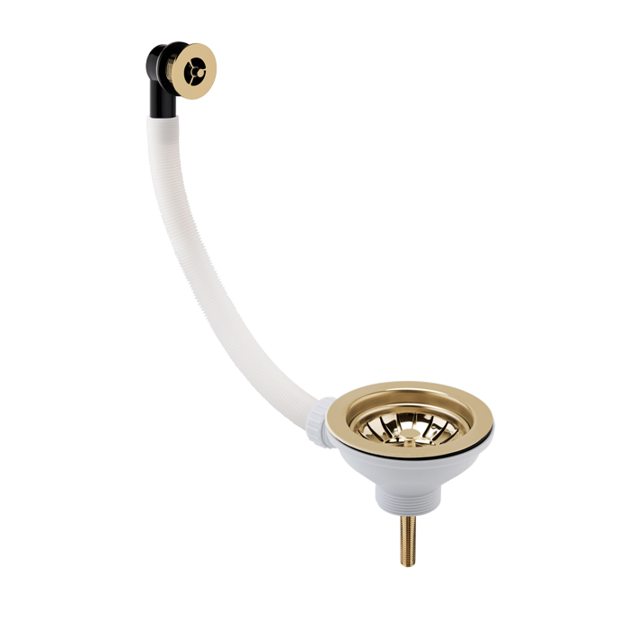 Fairford Brushed Brass Basket Strainer Waste, Round O/F