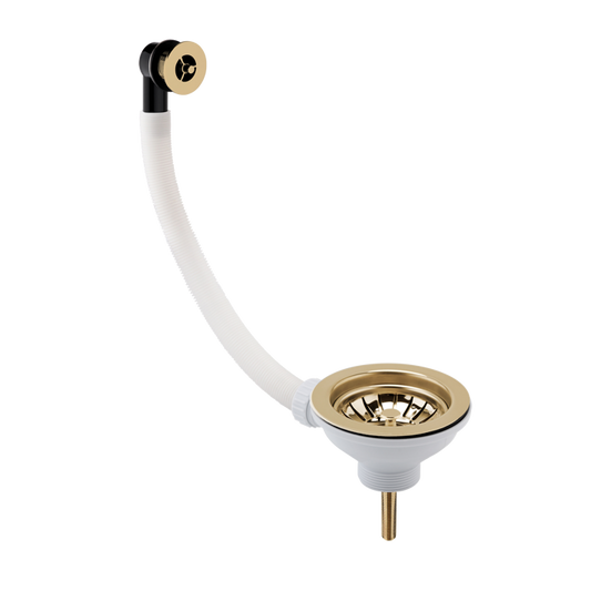 Fairford Brushed Brass Basket Strainer Waste, Round O/F