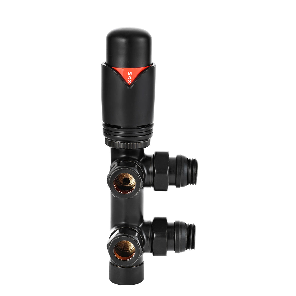 Fairford Matt Black 15mm Twin TRV Radiator Valves
