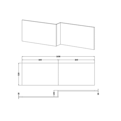 Fairford White L Shape Side Panel, 1700mm