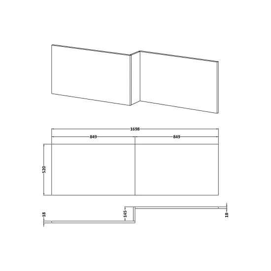 Fairford Midnight Blue 1700mm L Shaped Bath Front Panel