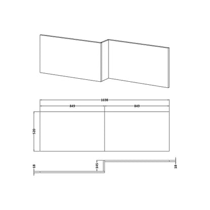 Fairford Midnight Blue 1700mm L Shaped Bath Front Panel