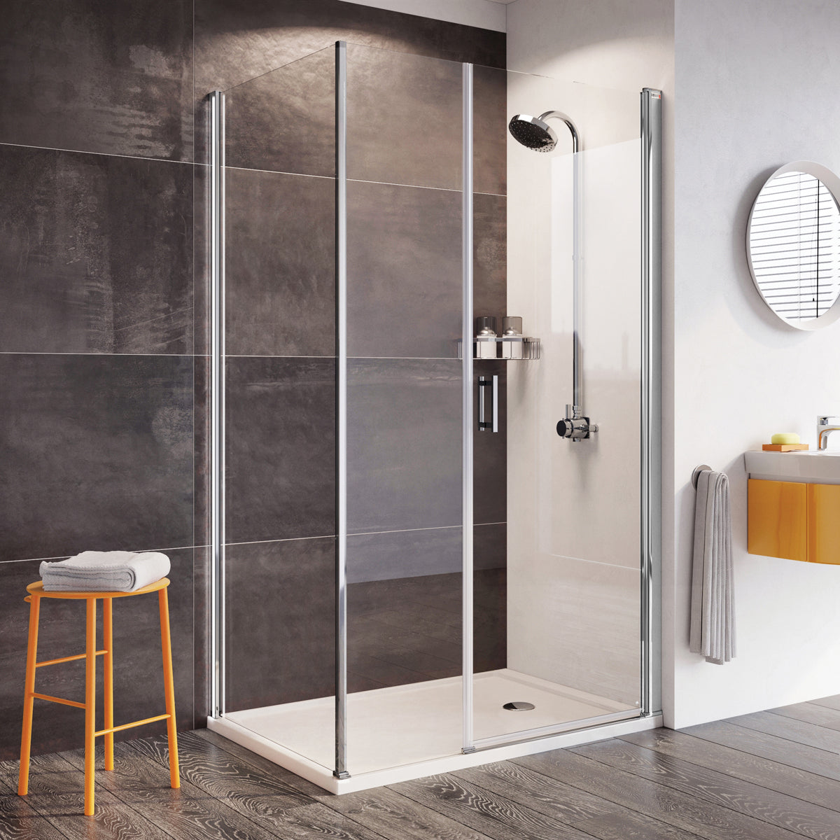 Fairford Pro 8 1500 x 900mm Frameless 8mm Rectangular Pivot Door Enclosure with Side Panel