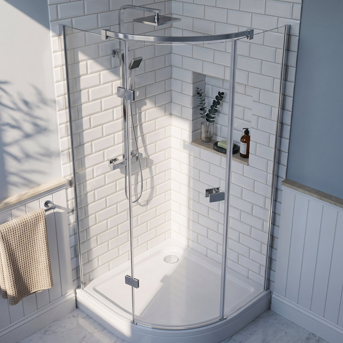 Fairford 8mm Frameless 1200 x 800mm Chrome Offset Quadrant Enclosure
