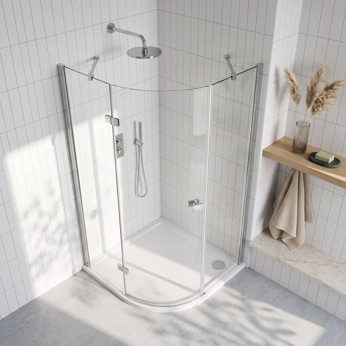 Fairford 8mm Frameless 1200 x 900mm Chrome Offset Quadrant Enclosure