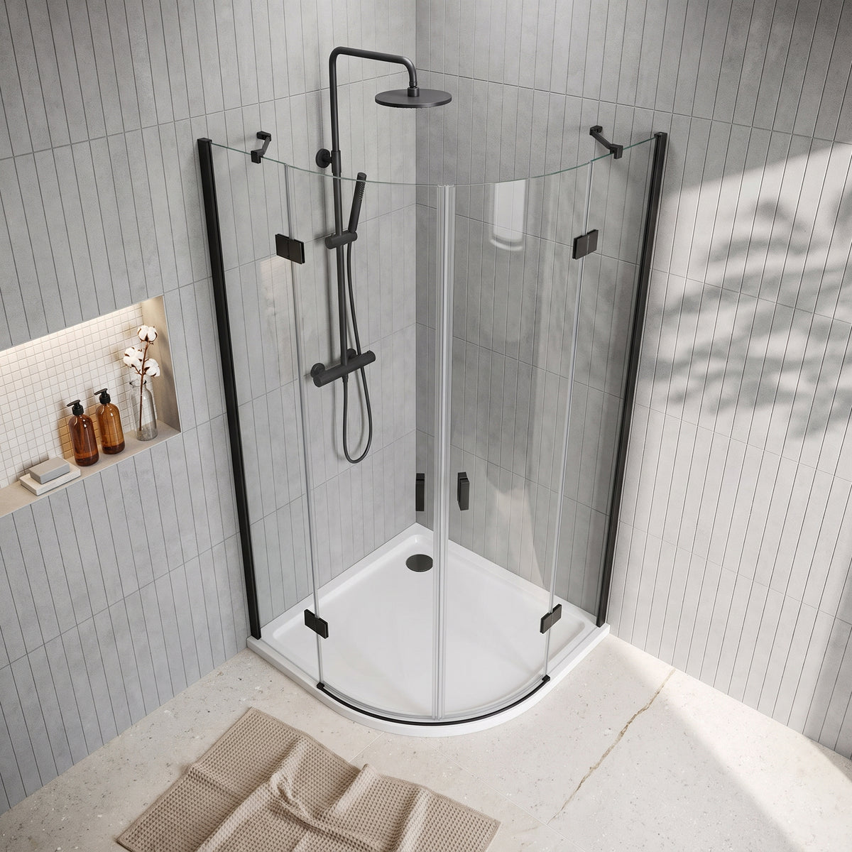 Fairford 8mm Frameless 800 x 800mm Matt Black Quadrant Enclosure