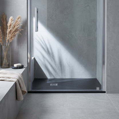Fairford Rectangular Black Slate Shower Tray, Center Waste-1400mm x 900mm