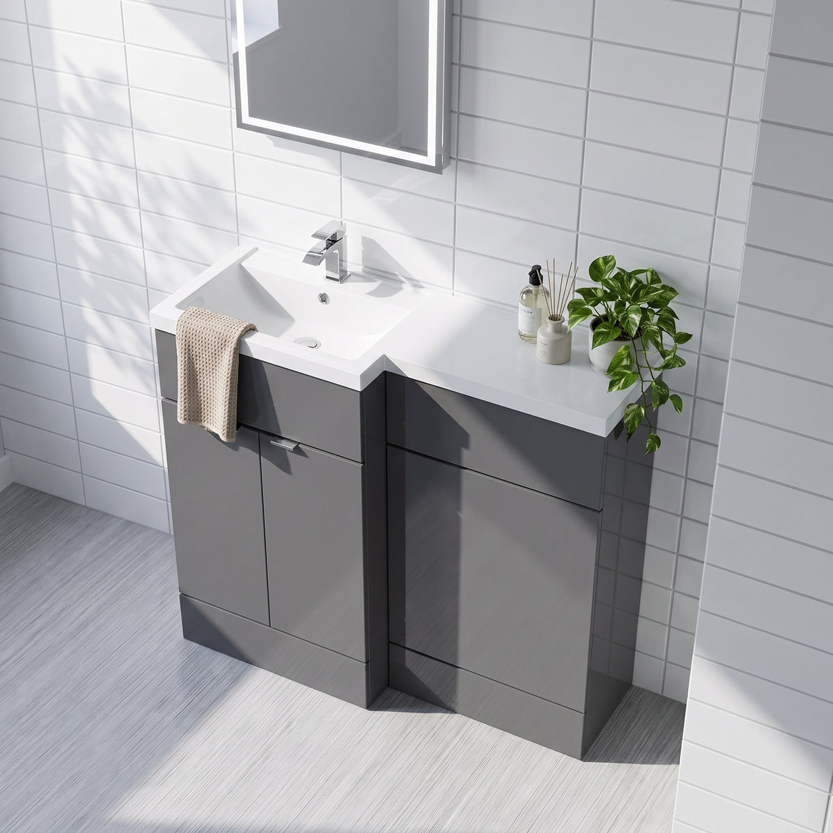 Fairford 1000mm Grey Gloss Left Hand Pack