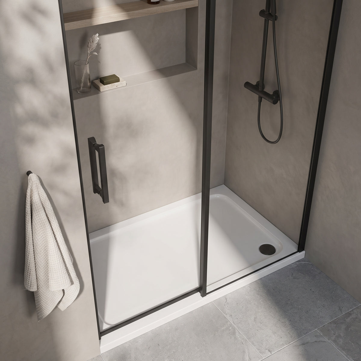 Fairford 1200 X 900mm Rectangular Shower Tray, Corner Waste