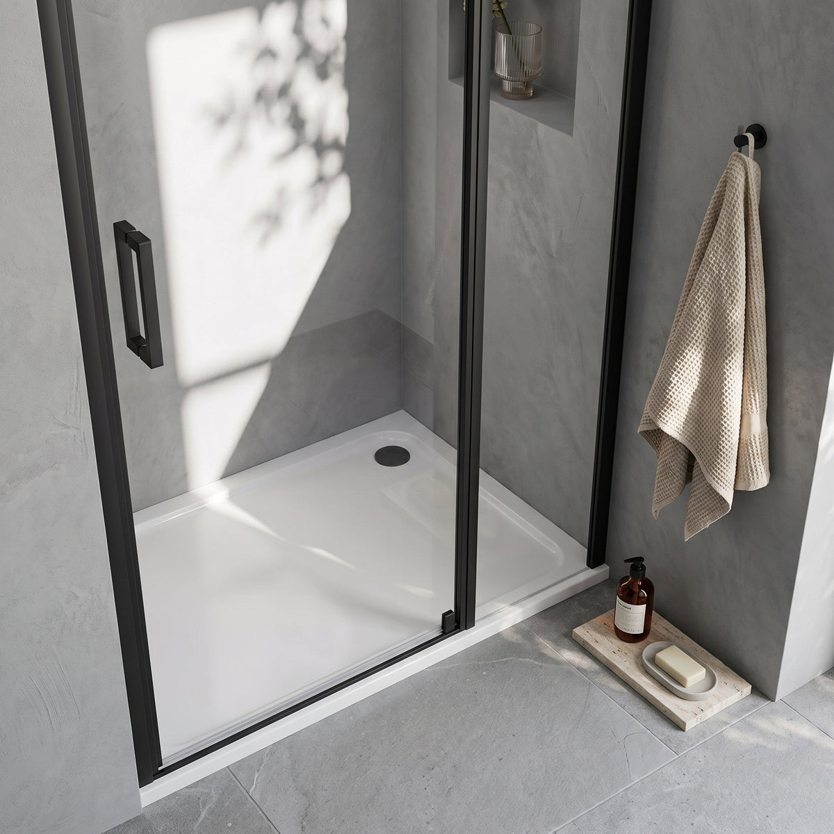 Fairford 1500 x 800mm Rectangular Shower Tray, Corner Waste