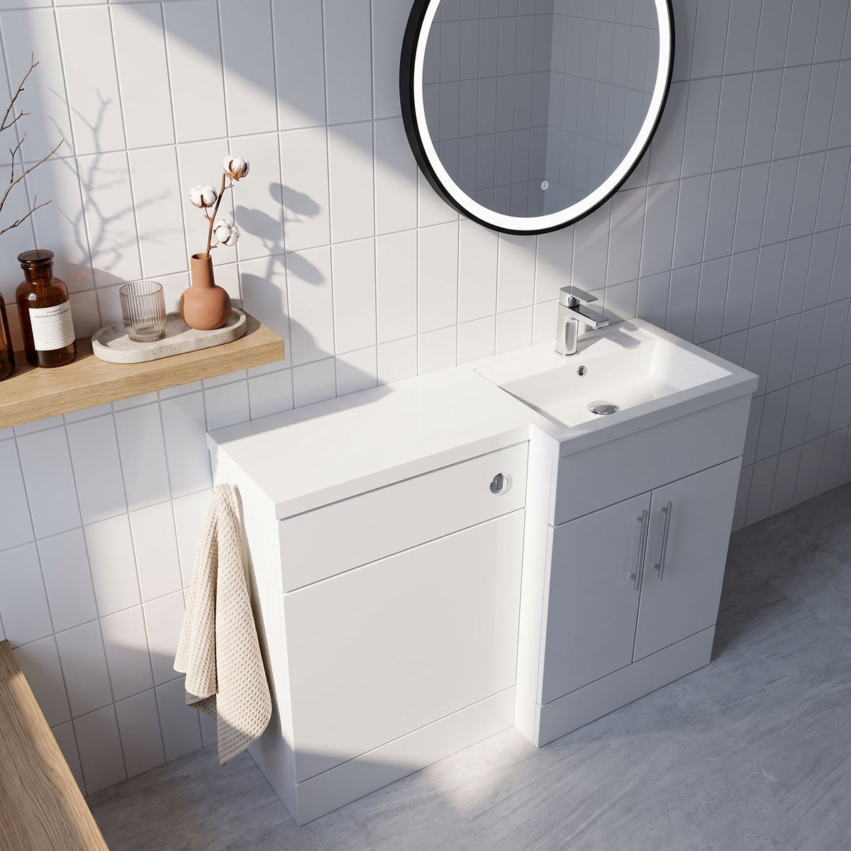 Fairford Union Gloss White 1200mm L Shape Right Hand Combination Pack