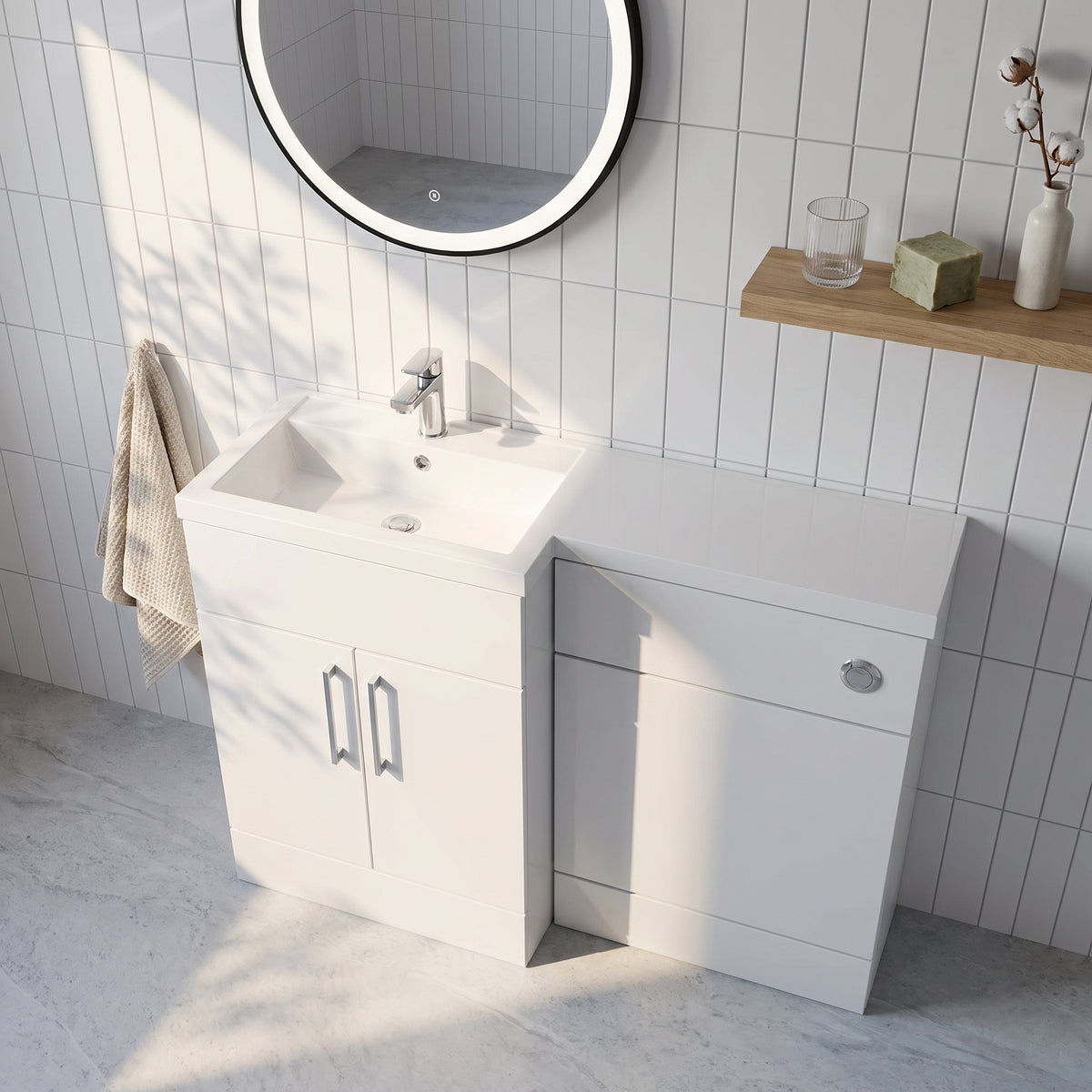 Fairford Union Gloss White 1200mm L Shape Left Hand Combination Pack