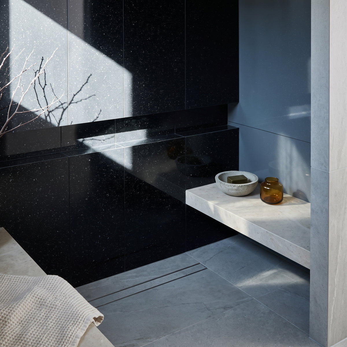 Hydraset Black Sparkle Gloss 1200 x 2400 Setlock Wall Panel
