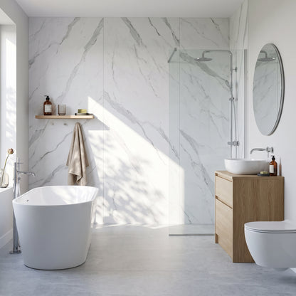 Hydraset Essentials Matt Carrara Marble 2 Pack PVC Wall Panels 1000x2400mm