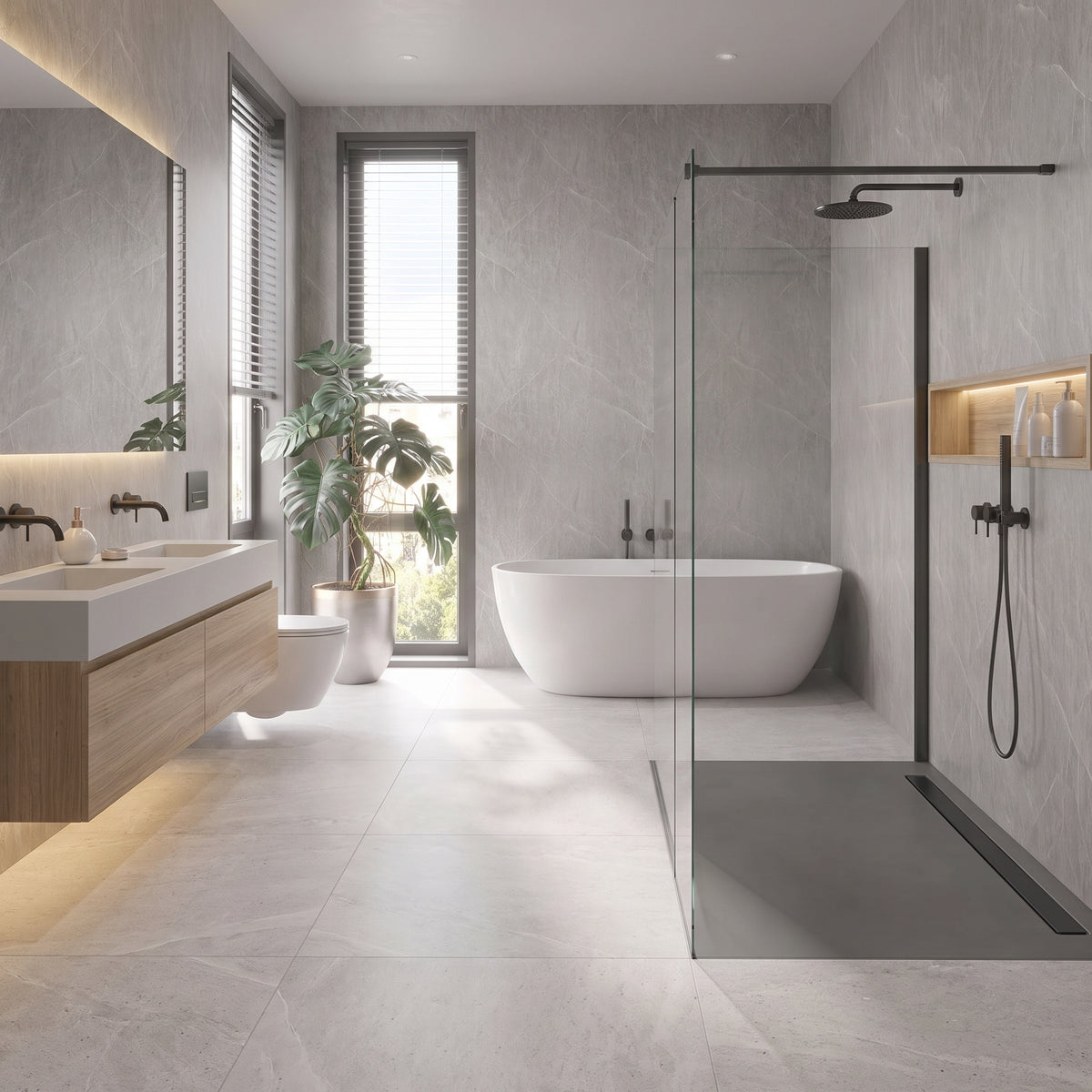 Hydraset Essentials Pietra Grey 2 pack Wall Panels 1000x2400