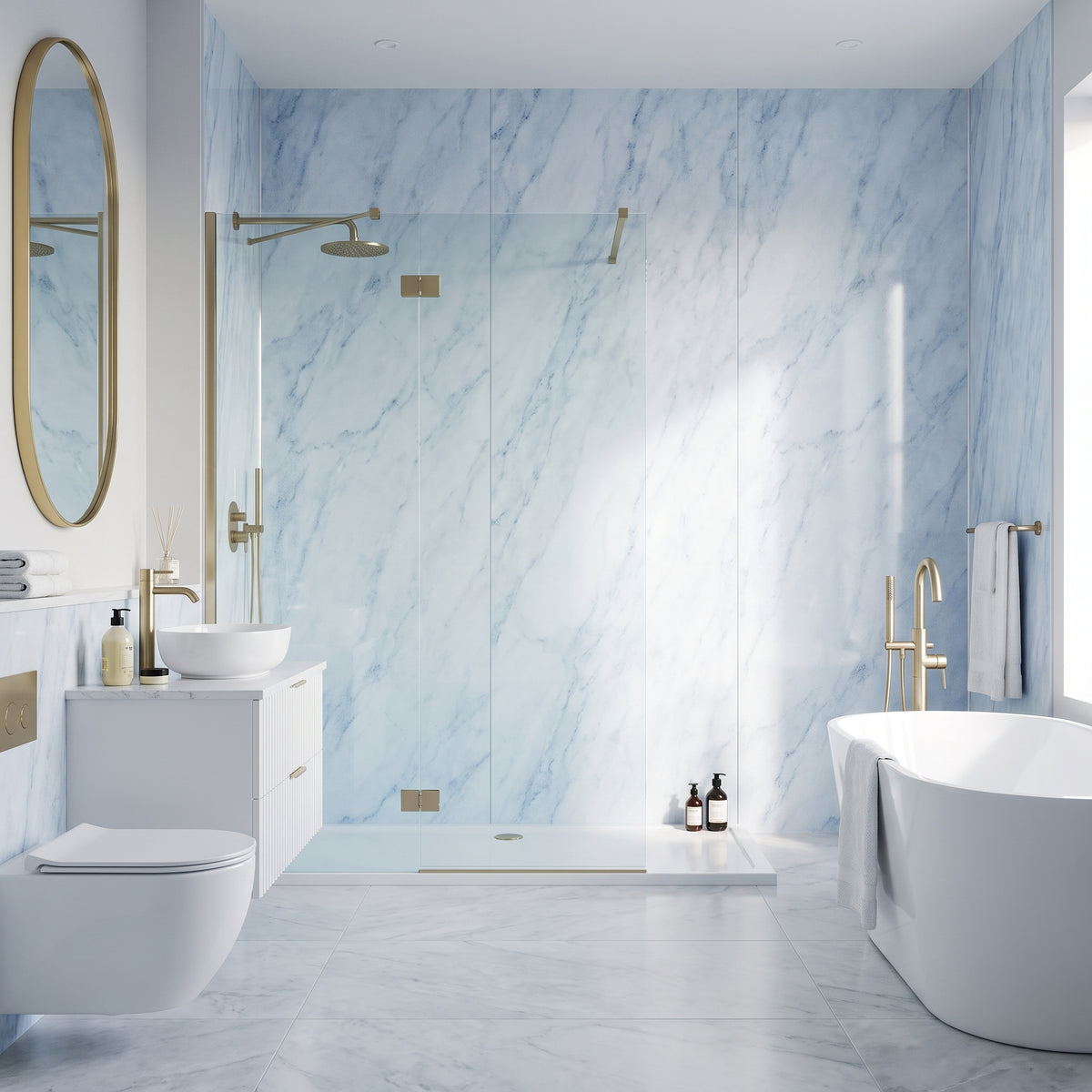 Hydraset Essentials Blue Marble 2 pack Wall Panels 1000x2400