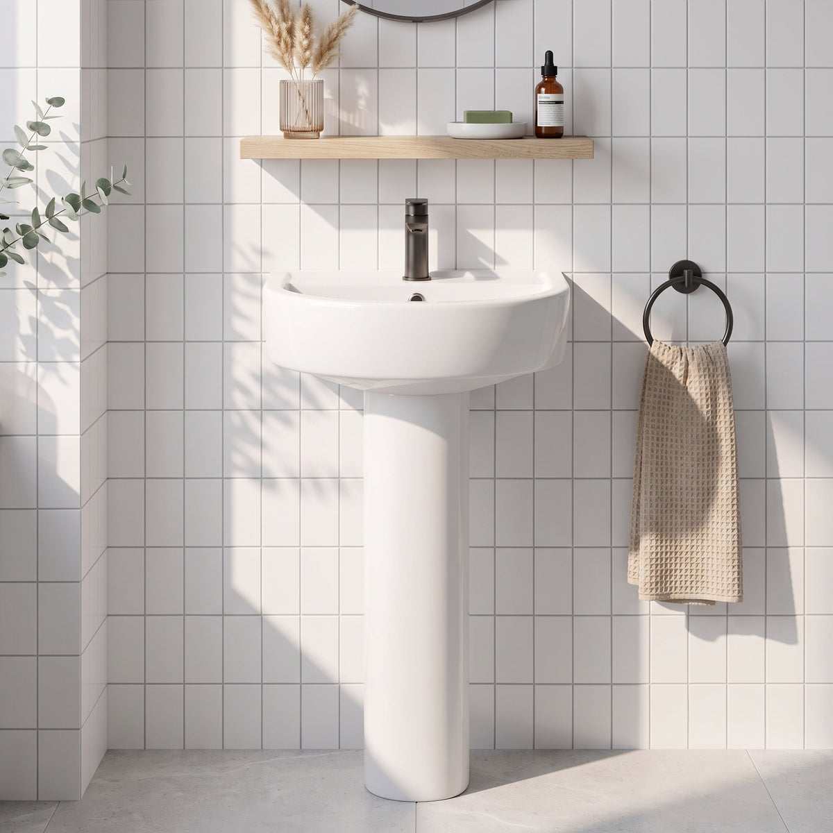 Fairford Handel 420mm 1TH Basin and Full Pedestal
