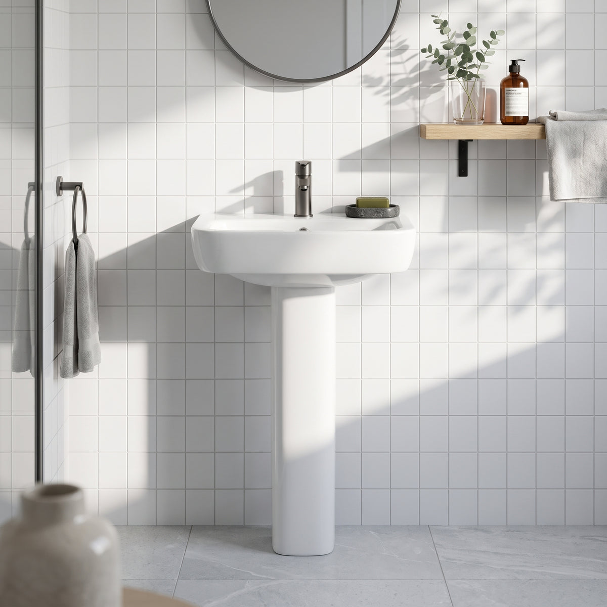 Fairford Handel 520mm 1TH Basin and Full Pedestal