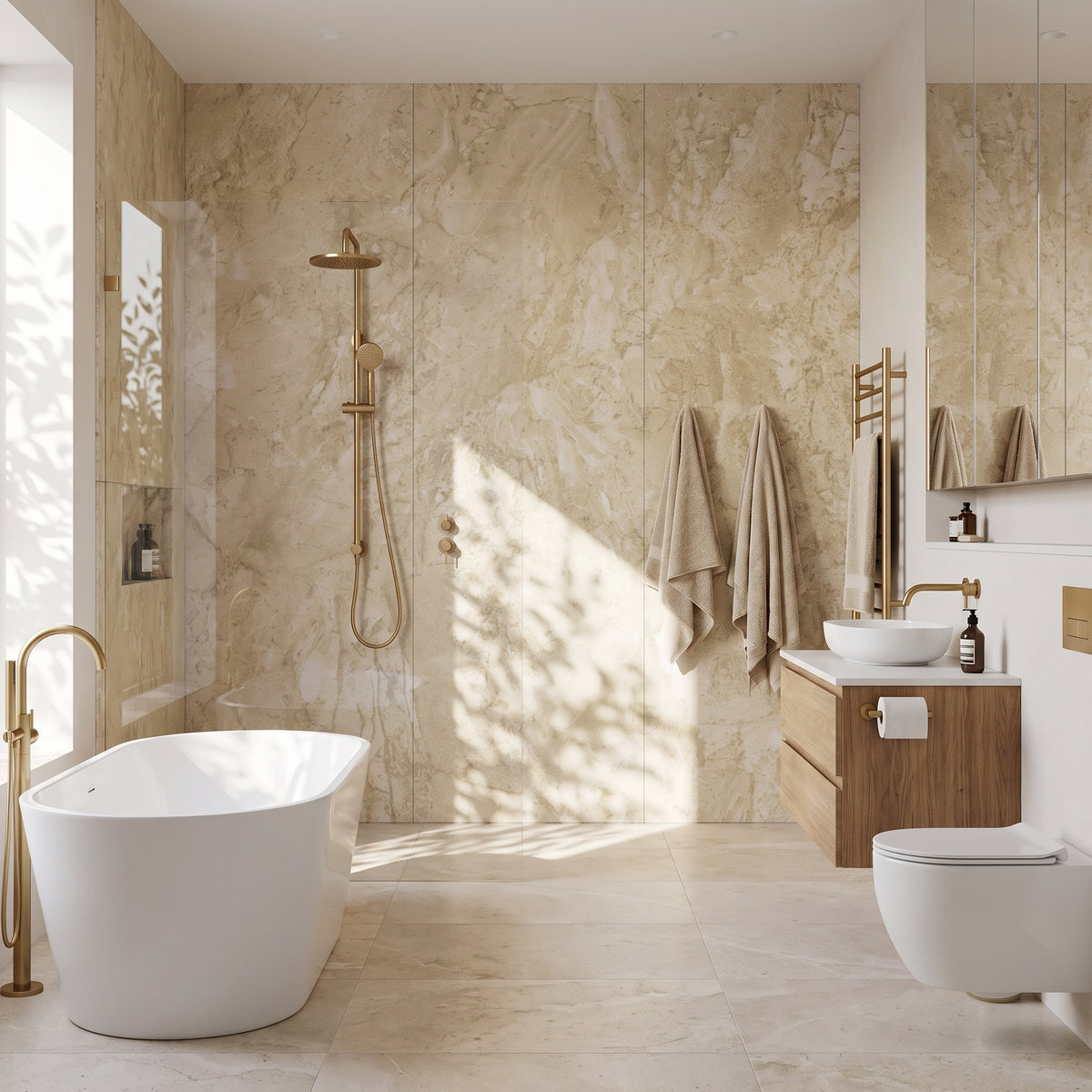 Hydraset Travertine Matt 1200 x 2400 Square Edge Wall Panel