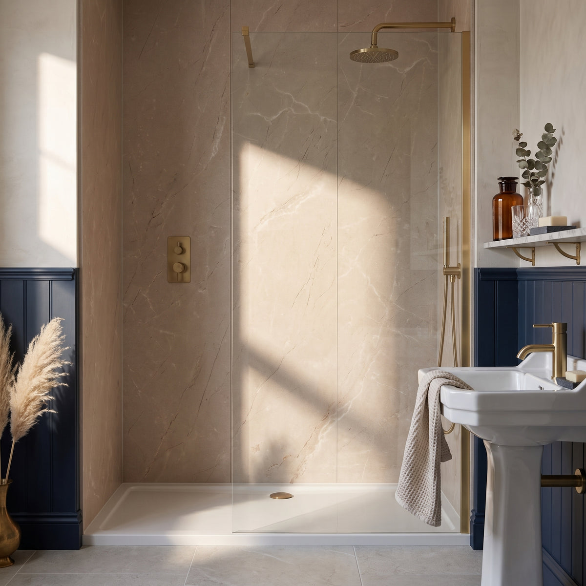 Hydraset Essentials Matt Beige Stone 2 pack Wall Panels 1000x2400mm