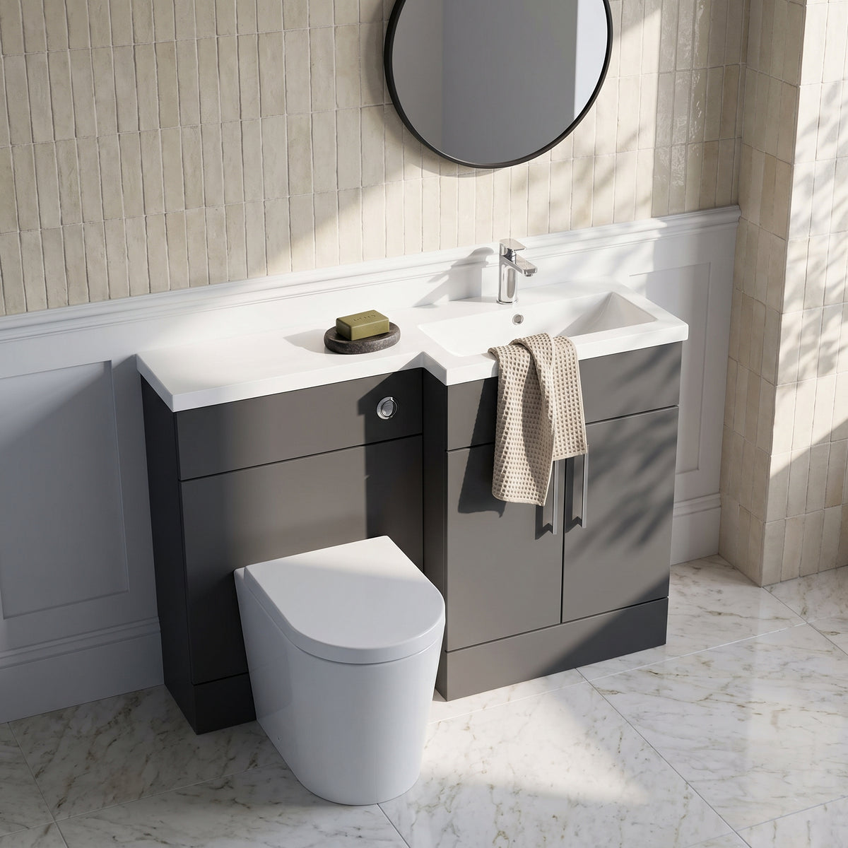 Fairford Union Gloss Grey 1200mm L Shape Right Hand Combination Pack